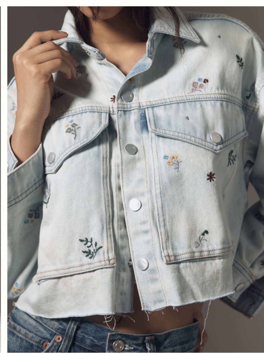 Pilcro Light Blue embroidered Denim Jacket no tag never worn - Picture 2 of 7